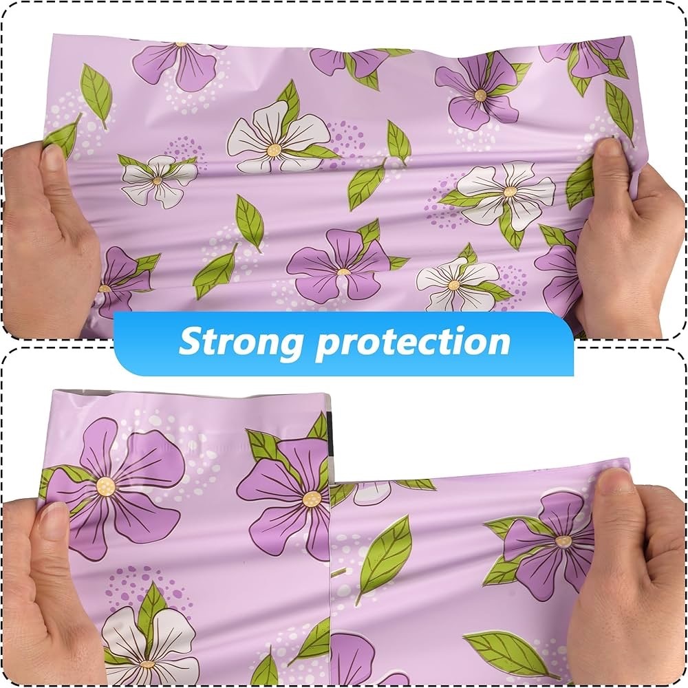 20 Poly Mailer Value Pack- Purple Floral Pattern (6”x9”) Qty 20 NWT - Picture 4 of 7